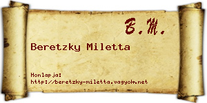 Beretzky Miletta névjegykártya